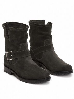Frye Black Nubuck Leather Engineer Moto Ankle Boots Women’s Size 8B EUC!